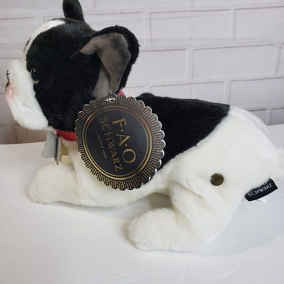 FAO Schwarz Realistic Boston Terrier Puppy Dog Plush Stuffed Animal with Tags - Picture 3 of 12